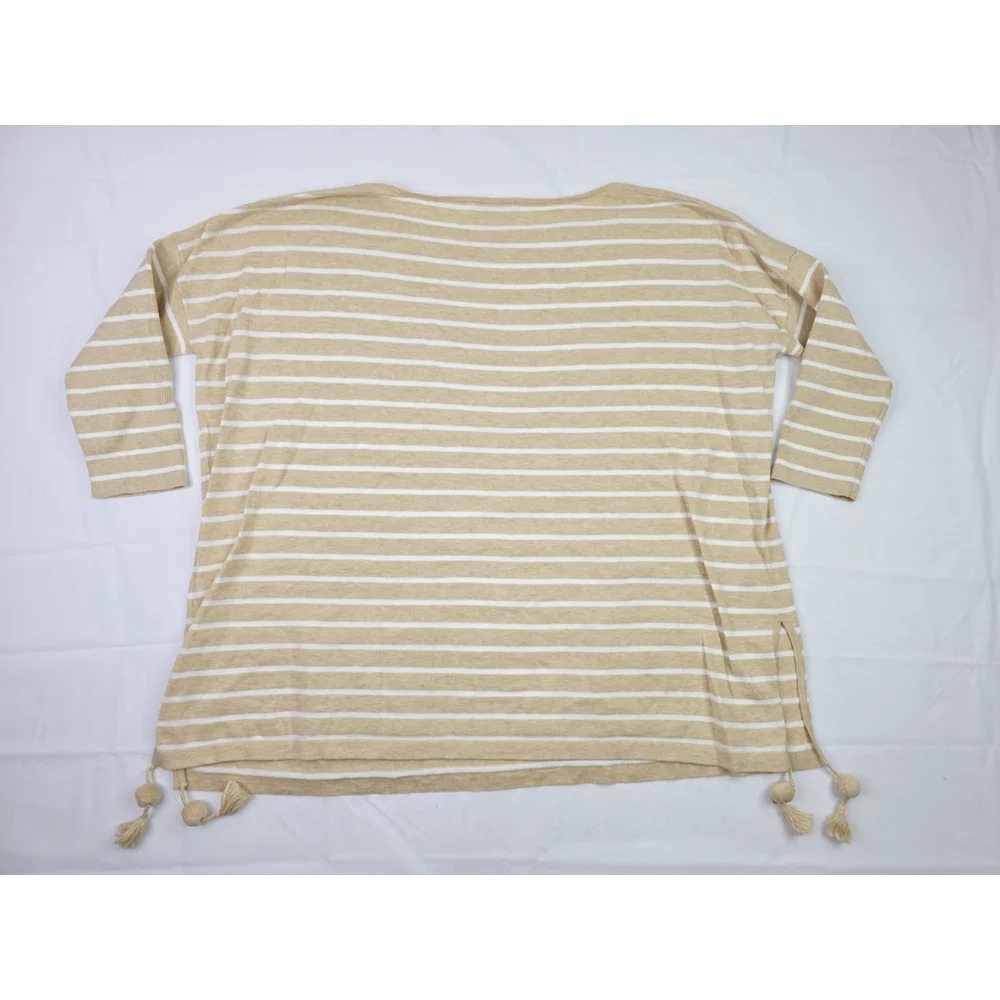Lilly Pulitzer Women’s Elba Coolmax Sweater Coastal Shell Striped Beige Boho Med